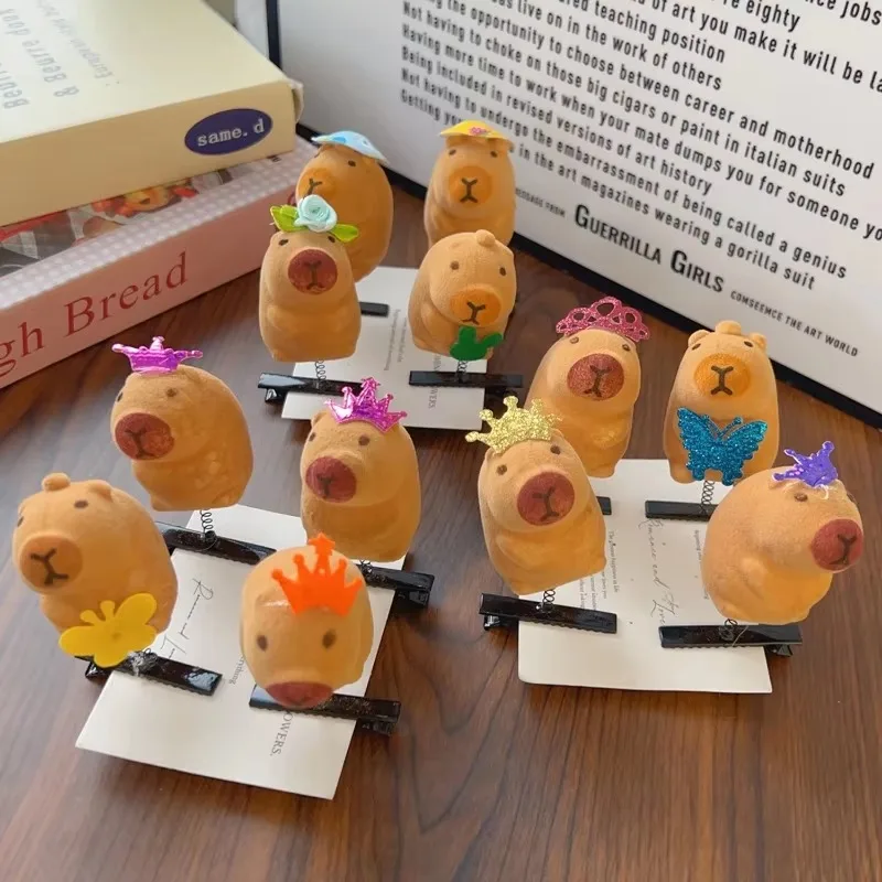 Cute Capybara Hair Clip Children Funny Kawaii 3D Animal Plush Hairpin Duckbill Clips Headdress Lovely Kids Hair Accessories