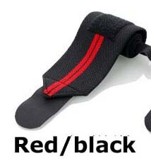 Guantes de algodón para entrenamiento de levantamiento de pesas, soporte de muñeca para gimnasio, barra de agarre, cintas de protección para manos: red and black