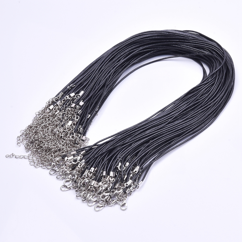 , cadena de cuerda trenzada, cuerda de cuero negro, collares hechos a mano para mujeres y hombres, joyería, decoración para el cuello, cordón con cierre de langosta