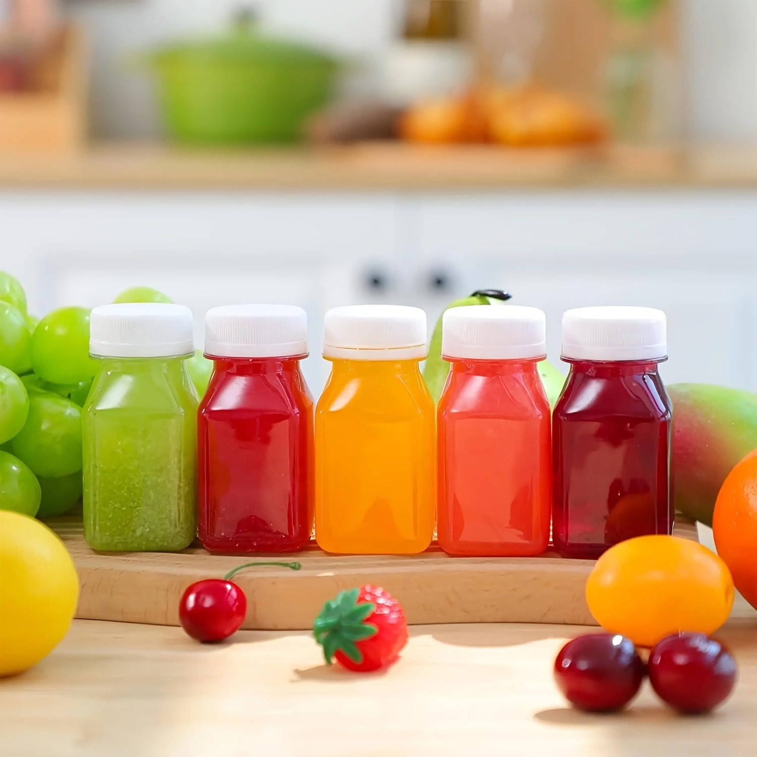 5pcs Plastic Bottles For Liquids - Ginger Shot Bottles With Caps, Wellness Juice Shot Drink Containers For Homemade Beverages: WHITE / <0.25L