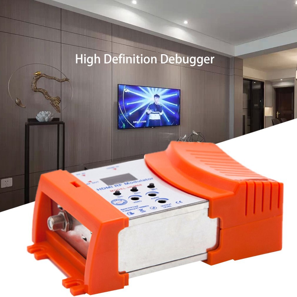 HDM68 Modulator Digital RF HDMI Modulator AV to RF Converter VHF UHF PAL/NTSC Standard Portable Modulator for EU Orange