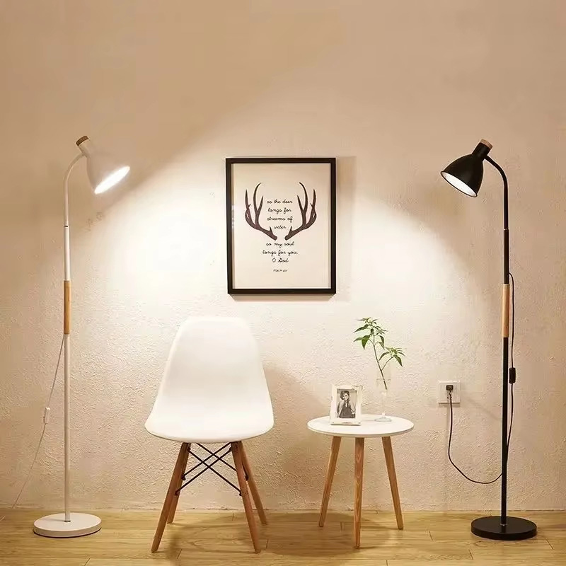 Lámpara de pie de cuello de cisne ajustable para sala de estar, iluminación de Hotel E27, cabezal giratorio de 360 °, , luz LED decorativa para interiores