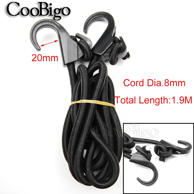 5 stks Pack 2 M Zware Elastische Bungee Shock Cord Strap Stretch Plastic Haak Auto Bagage Tent Kajak Boot Kano Bikes Touw Tie: Dia.8mm Bungee Tie