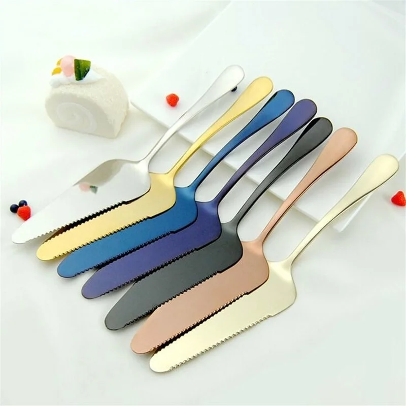 1Pc Stainless Steel Cake Shovel Knife Pie Pizza Cheese Server Cake Divider knives Baking Tools: Blue