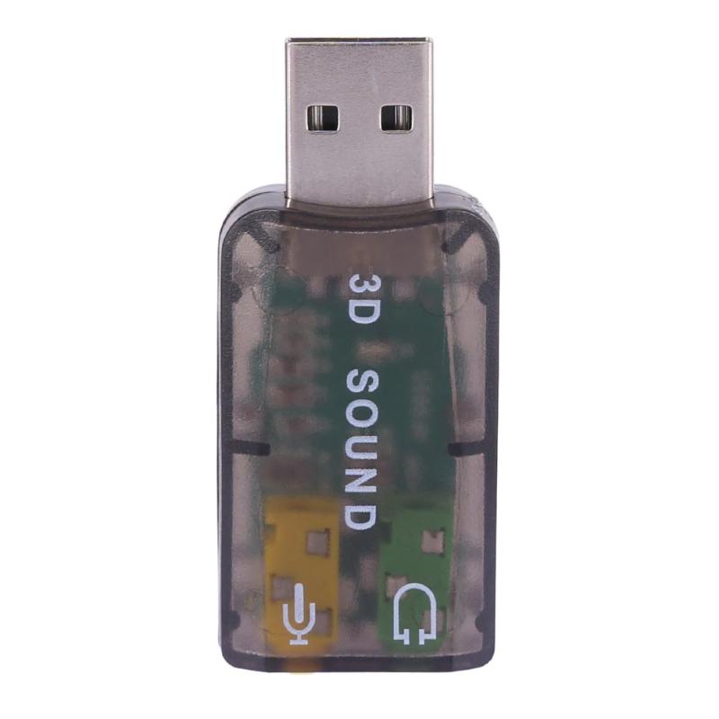 Multi-channel USB 2.0 Sound Card Virtual 5.1 Channel 3D Audio Adapter for Desktop Laptop Notebook Computer PC