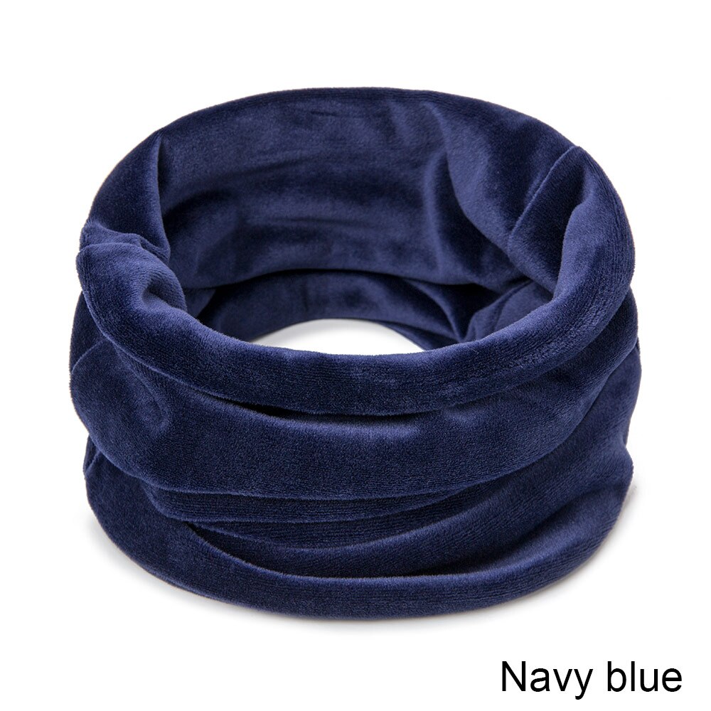 Gruppe hoppe kvinders efterår vinter tørklæde afslappet ring strikket ring tørklæde til mænd ensfarvet blød hals tørklæde halstørklæde: Marine blå