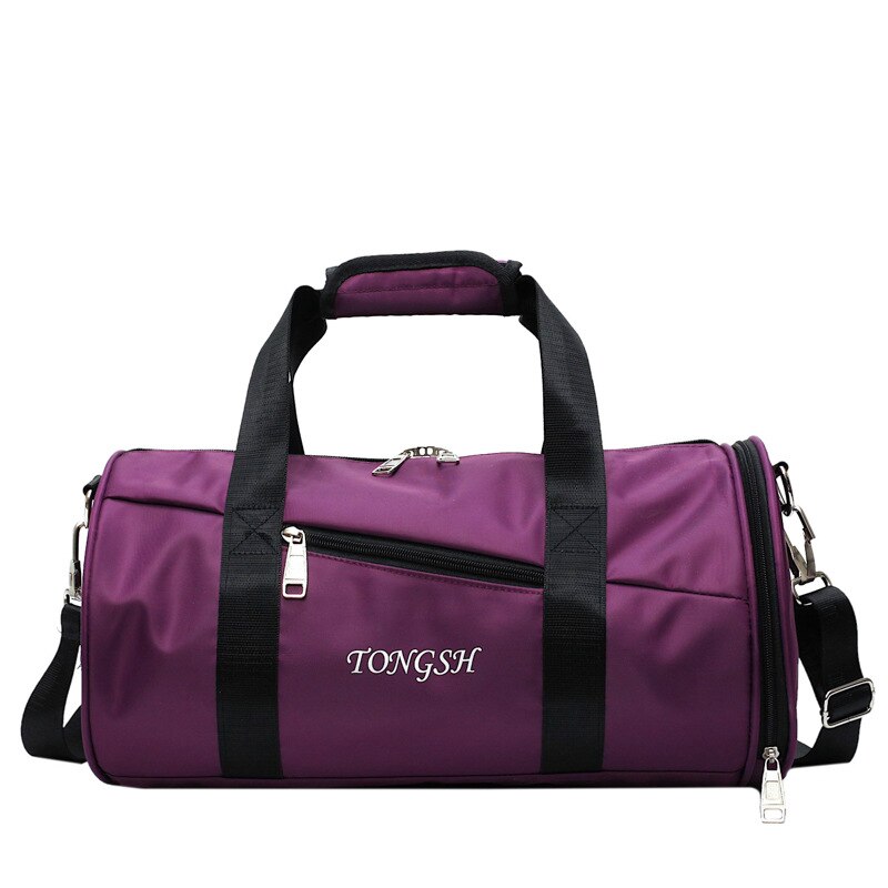 Heren reistas schoudertas tonvorm unisex hoge capaciteit reistas casual nylon handtassen hand reizen fitness tassen  xa813wb: Paars