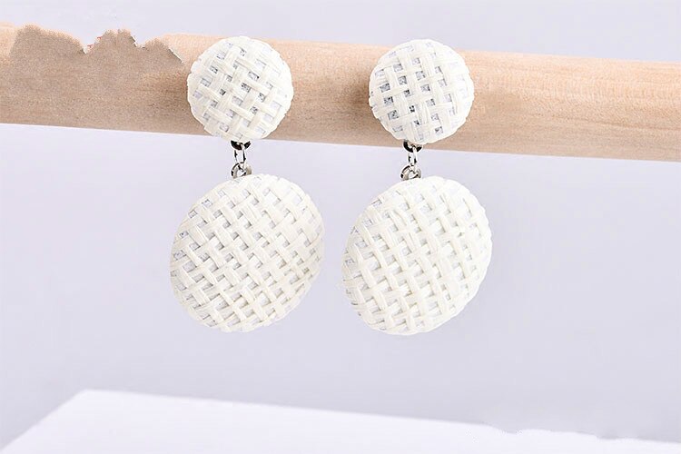 Wild style simple bamboo weaving DIY bag cloth buckle earring earrings brooch pendant accessories