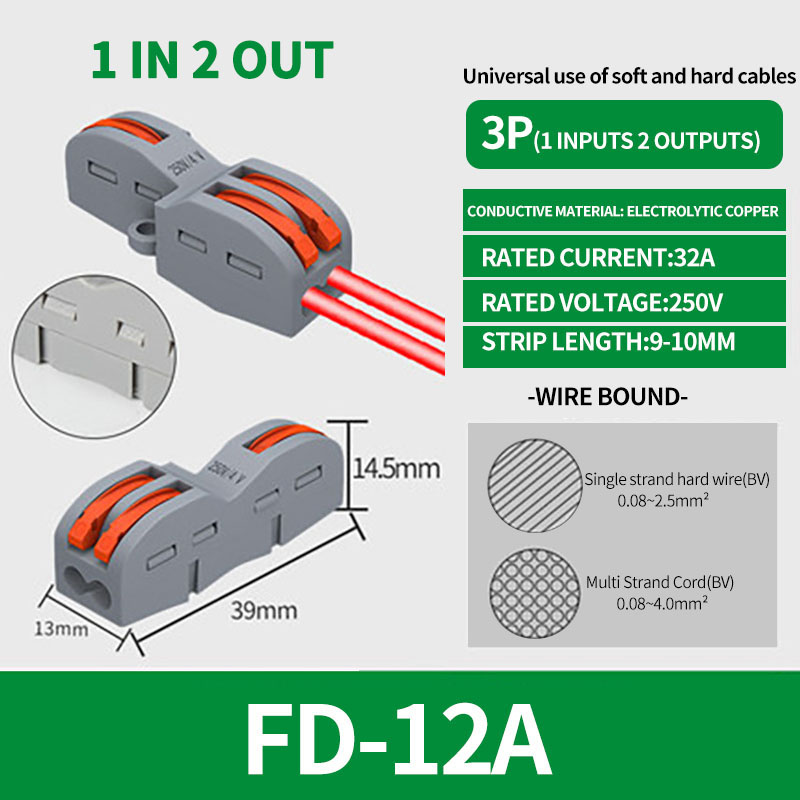 Conector de cableado rápido de salida múltiple, Cable de cableado divisor Universal, bloque de terminales de empuje, cableado rápido Universal SPL 222 23
