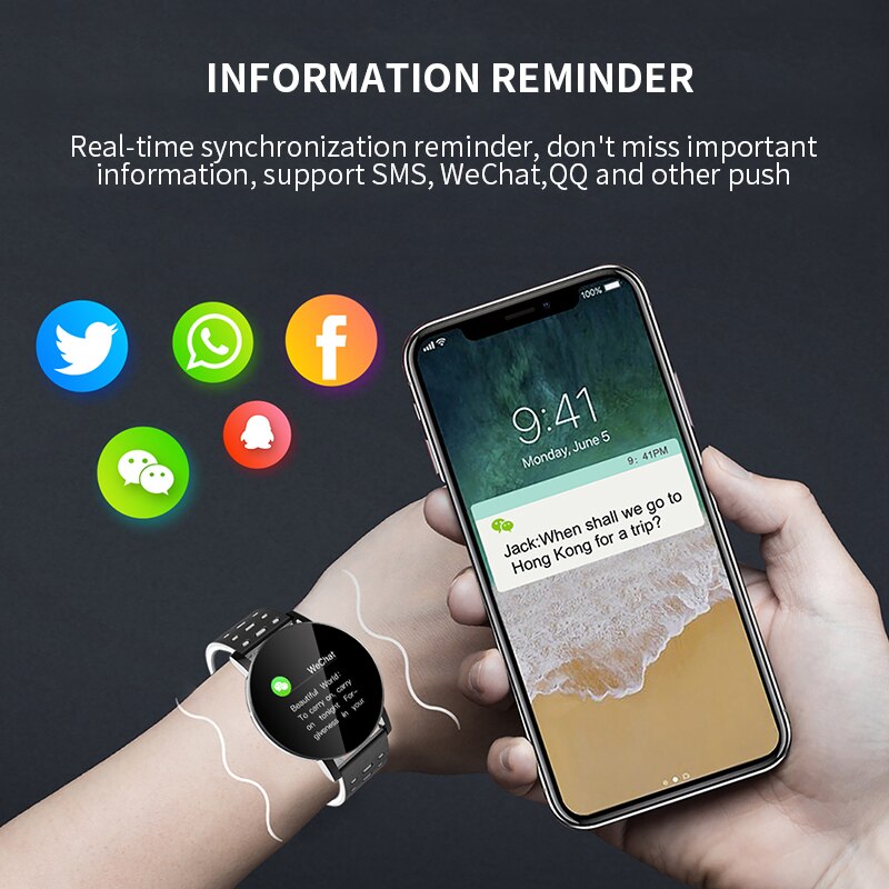 119 Plus Sports Smart Watch Men Waterproof Women Heart Rate Dot touch Screen Tracker Smart Watches Android Watch