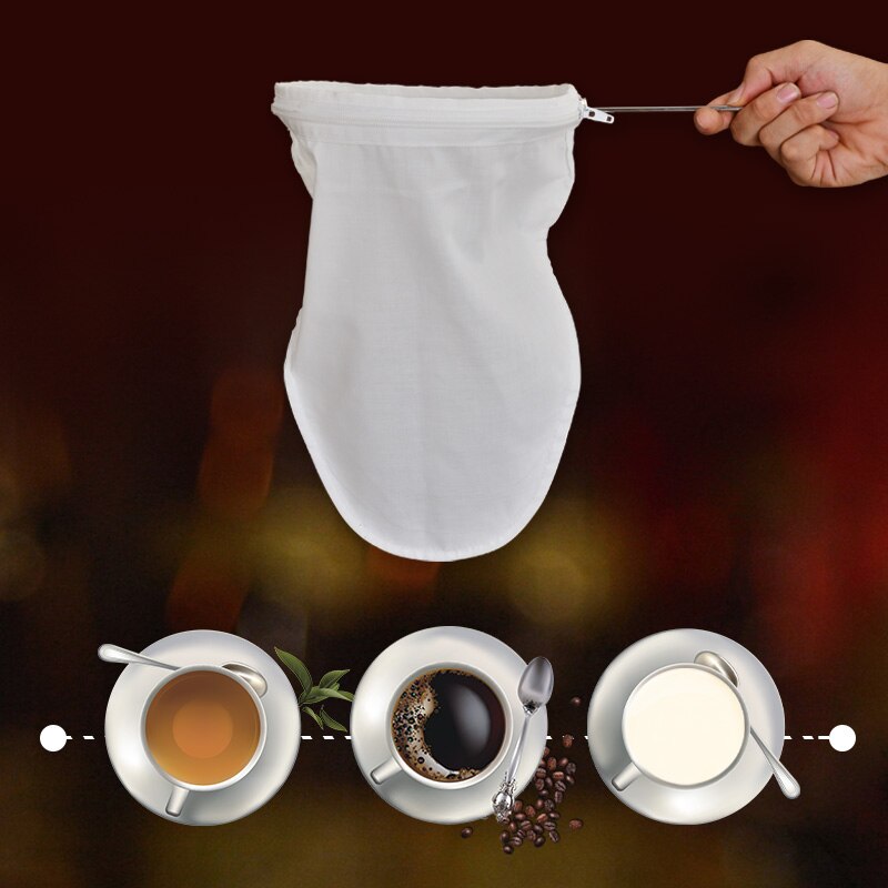 Yolife Milk Tea Filter Bag with Handle Coffee Cotton Cloth Strainer Tea Infusers for Loose Bubble Tea Mesh Strainer Colander