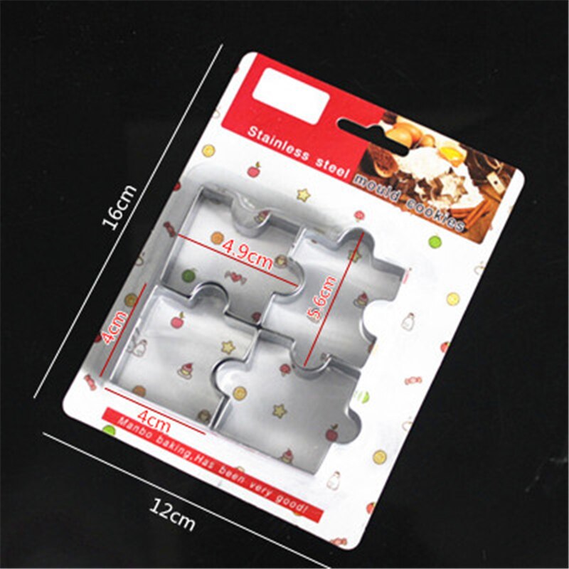 4pcs Populaire Leuke Puzzel Biscuit Mold Groente en Fruit Snijden Mold Rvs Eenvoudige DIY Cookie Cutter Niet Kwetsen hand