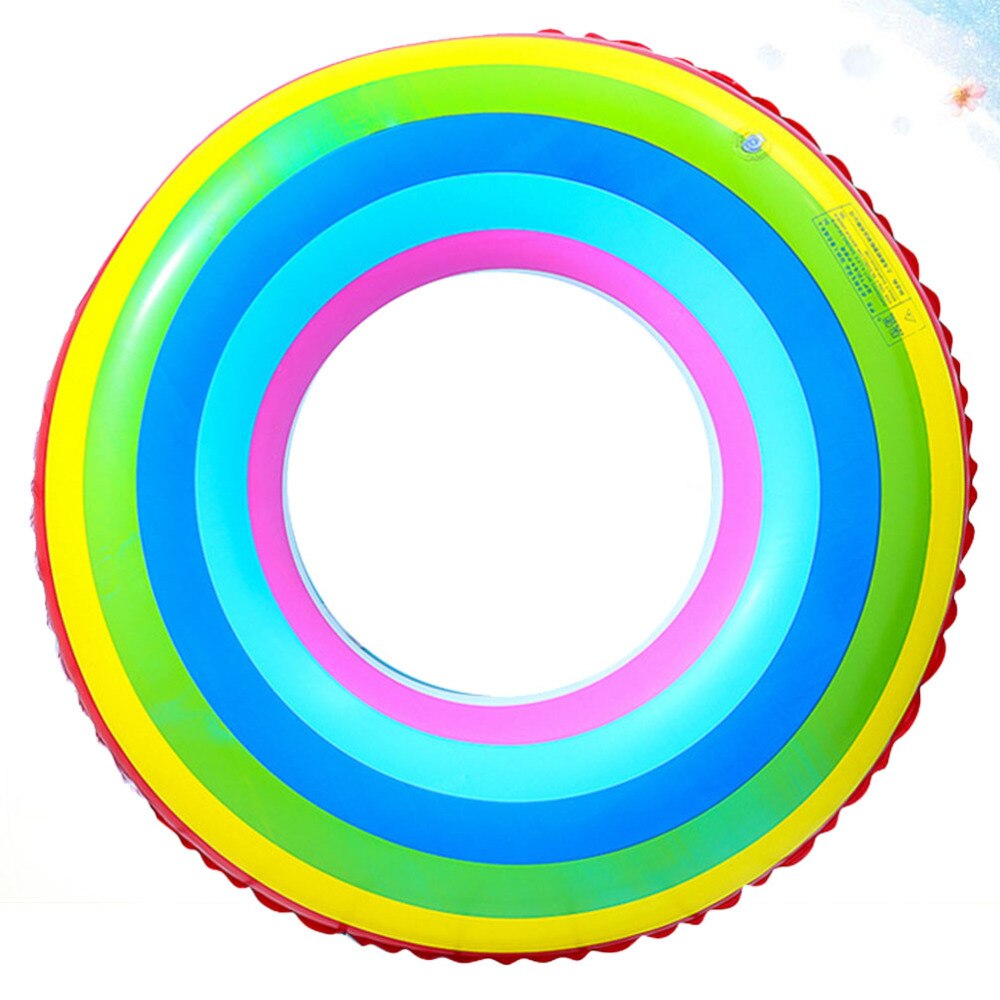 80cm Thicken Swim Ring Double Layers Inflated Swim Ring Water Floating Ring Colorful