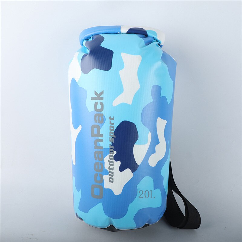 Bolsa seca impermeable para acampada, mochila flotante para exteriores, resistente al agua, para Trekking, río, 10L, 15L, 20L: Blue15L