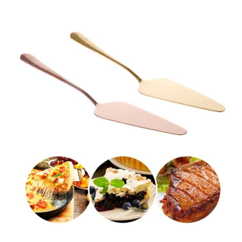 Muti-farget rustfritt stål takket kant kake server blad kutter pai pizza spade kake spatel bakverktøy