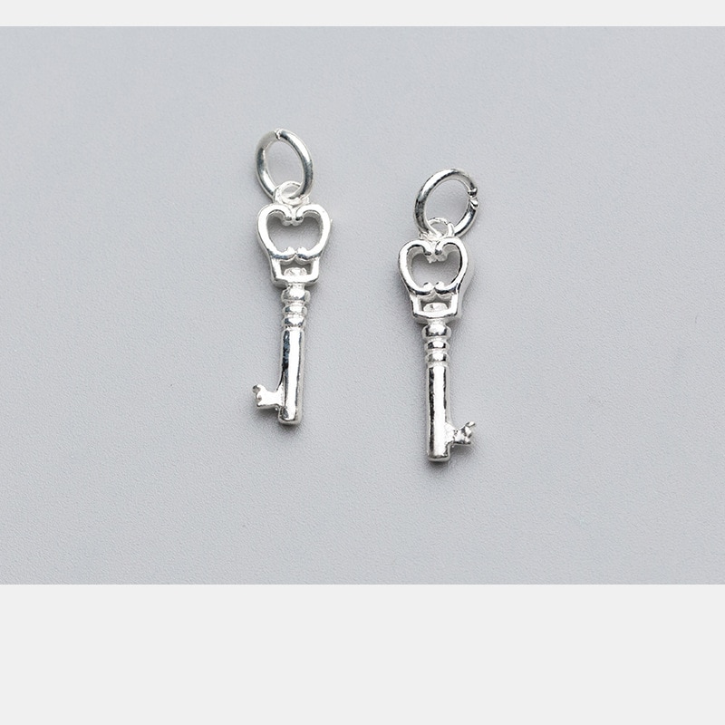 UQBing 100% 925 Sterling Silver Heart Key Pendant Charms For DIY Necklace Jewelry Making Findings Crafts Accessories