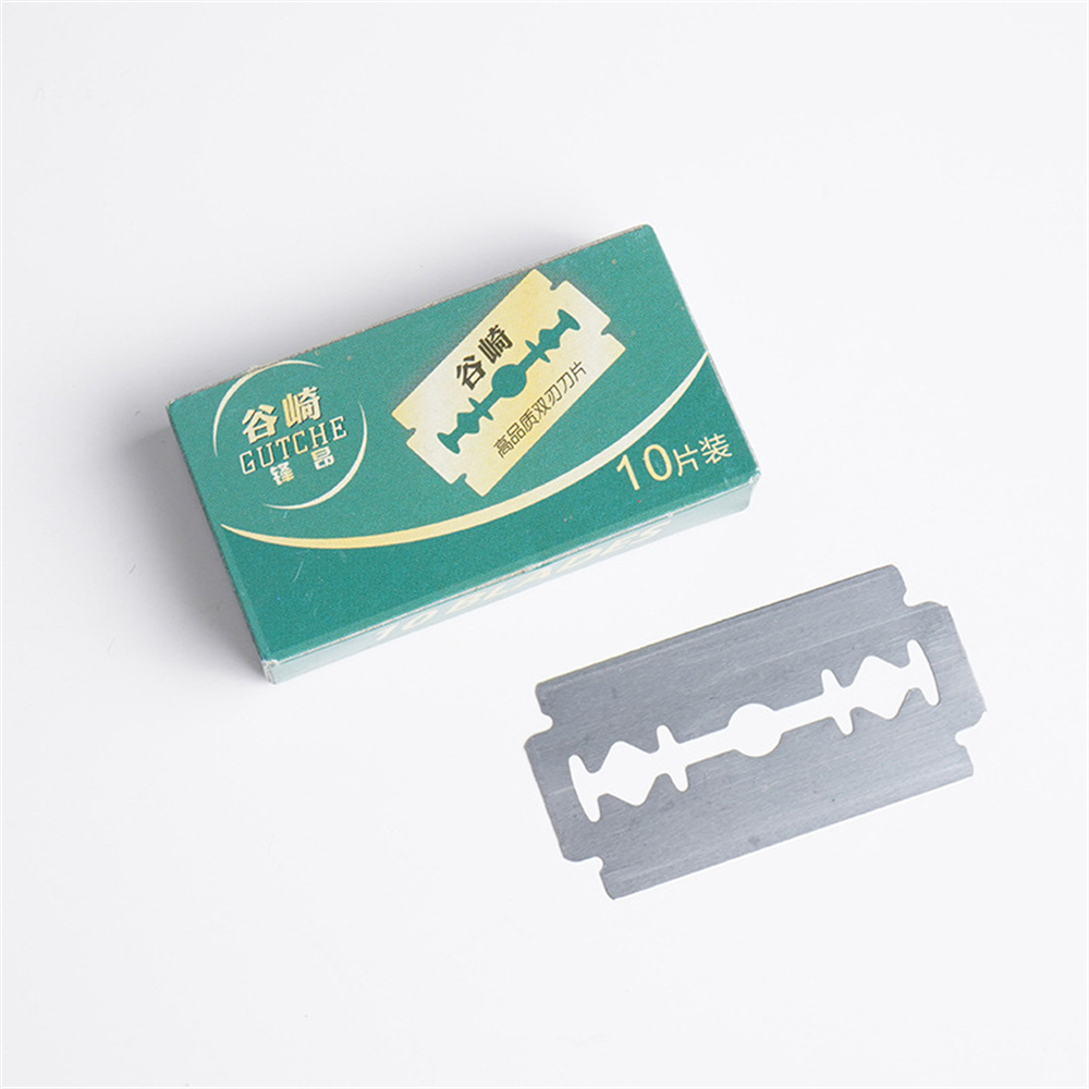 Rasoir à double tranchant en acier inoxydable pour homme, accessoire de rasage, pour un rasage lisse et propre, 10 pièces: Argent
