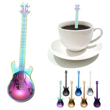 Cuchara de café de acero inoxidable 12cm Multicolor fácil para limpiar la guitarra cucharas Arco Iris café cuchara cubiertos bebiendo herramientas F123