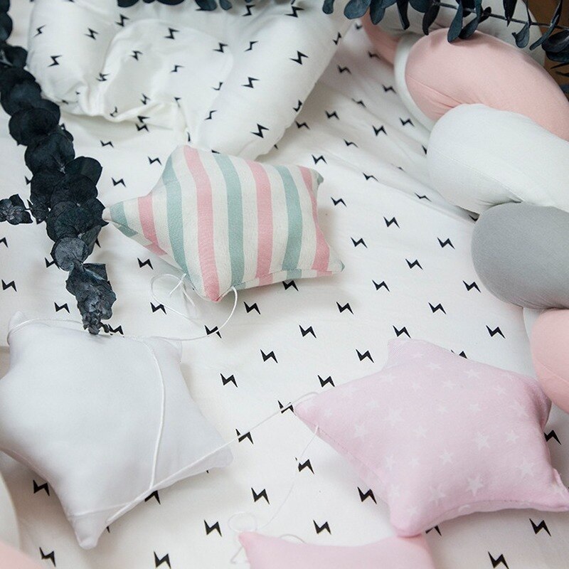 Cunas colgantes de tela de estilo nórdico para bebé, banderín para decoración de cama de niño, accesorios de cunas de 5 estrellas, sonajero para tienda de campaña, 1,5 M
