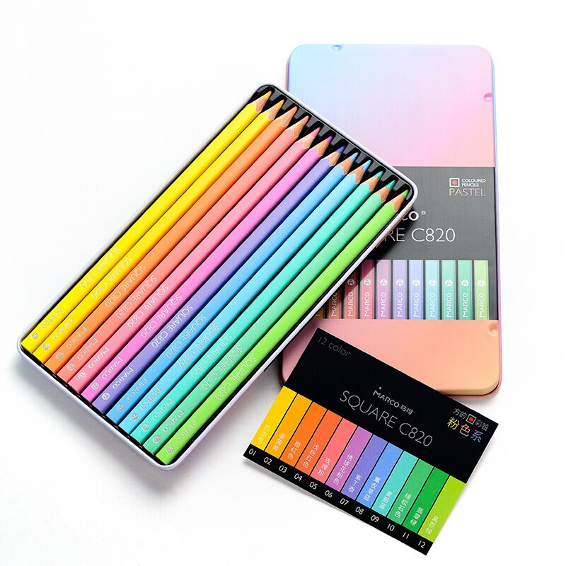 Marco Pastel Kleur Potloden Vierkante Vorm 12/24 Andstal Kleuren Potlood Lapis De Cor Professionele Gekleurde Potloden Voor School