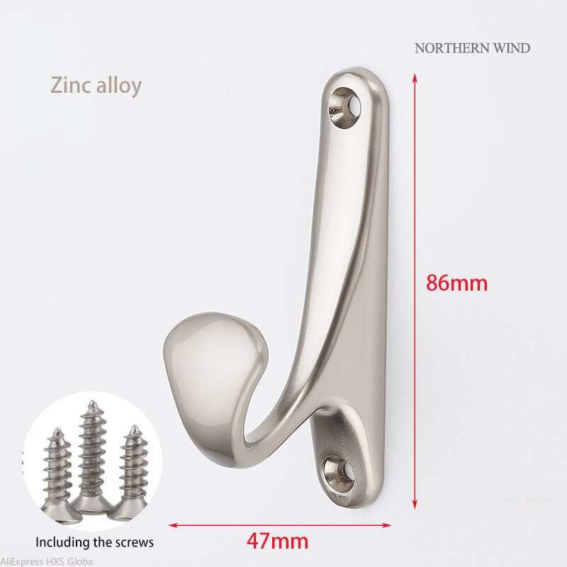 HXS 4 sztuk/partia wieszak na ubrania łazienka sprzęt ręcznik ścienny ubrania haki kuchnia sypialnia klucz kapelusz torba wieszak stojak uchwyt: Zinc Alloy nikiel