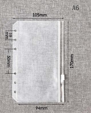 A6 6 Gaten Losse Blad Pvc Tas, Notebook Planner Collection Zig Tas Pen Opslag Ingesloten Bag Accessoire: A6 zip