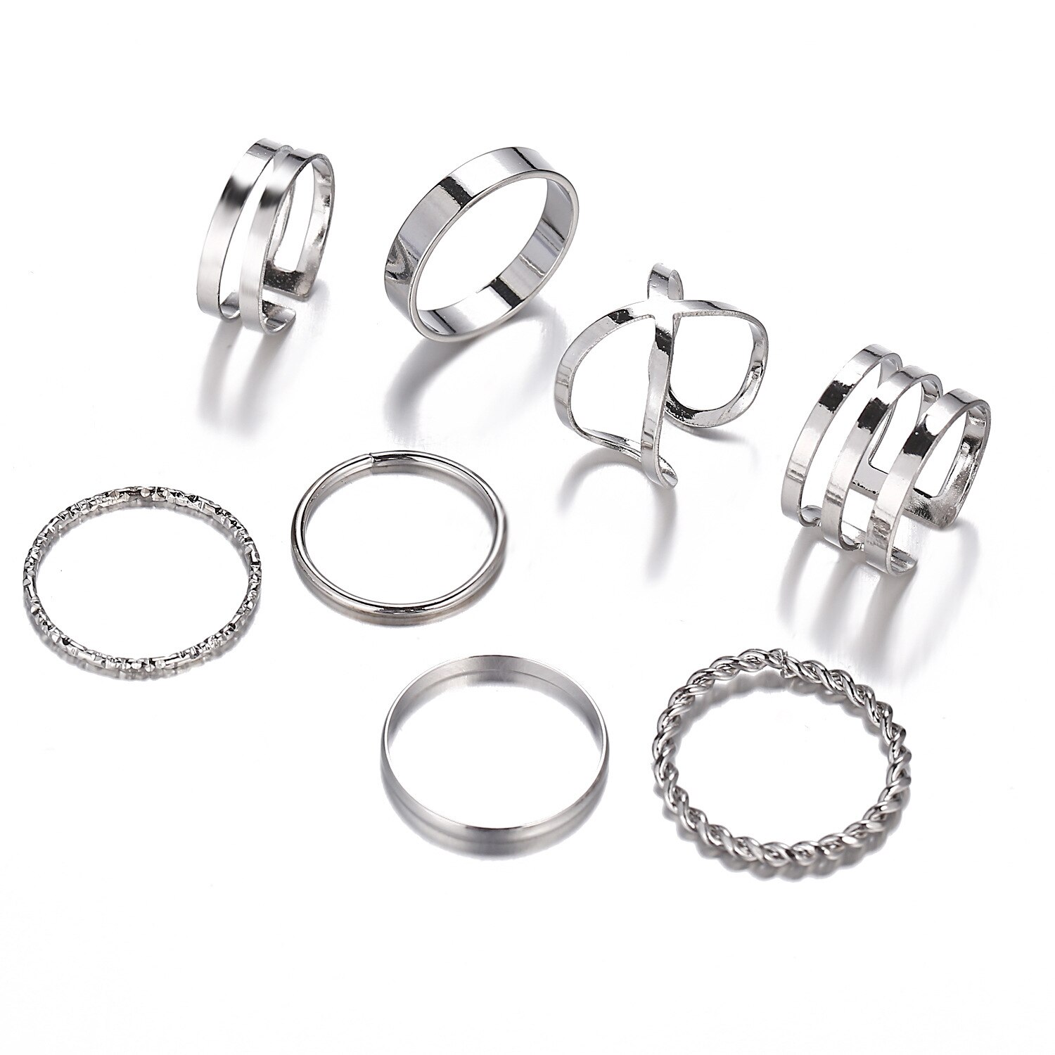 Blad måne halvmåne ringe til kvinder antikke punk kno midi ringe sæt vintage anillos smykke tilbehør 7 stk/sæt: 08