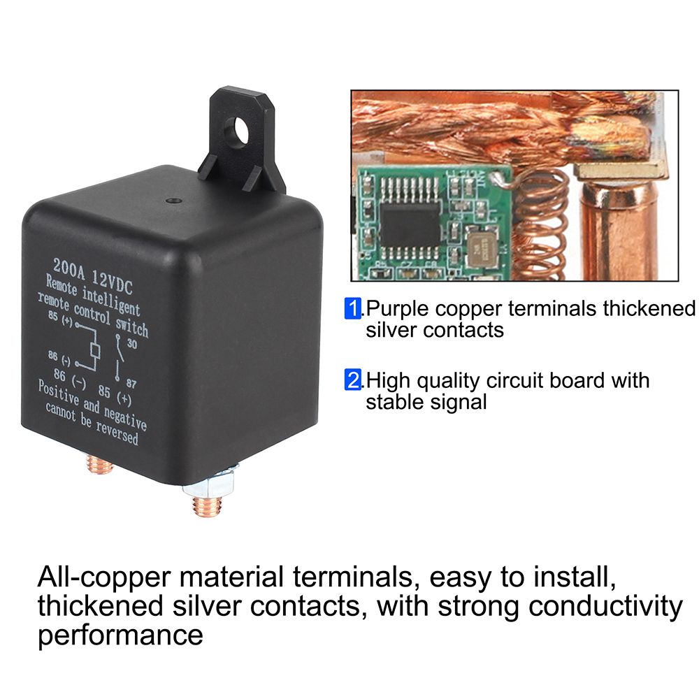12V 200A Anti-Theft Remote Control Kill Switch For Car Boat RV Van Battery Cut Off Switch Relay Remote Battery Disconnect Switch