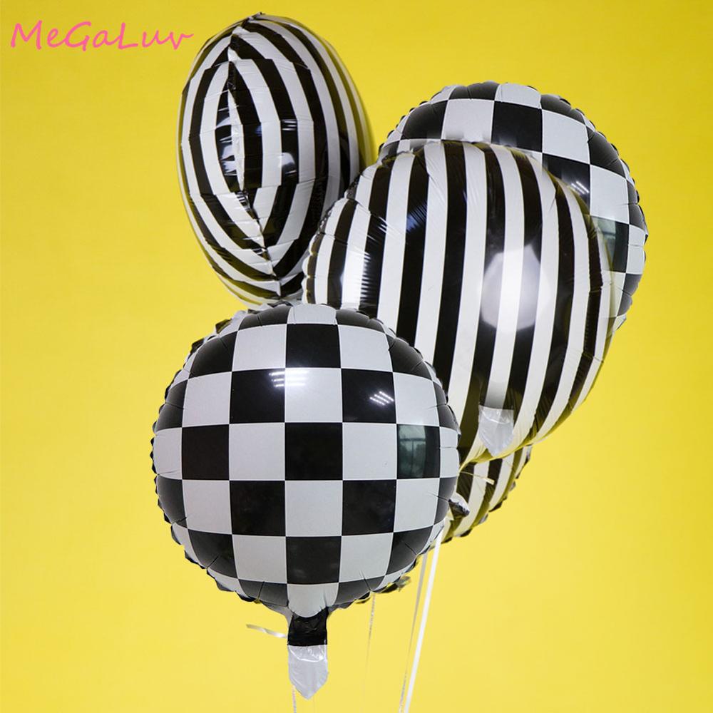 5pcs 18inch Black and White Stripe Foil Balloon Bi... Grandado