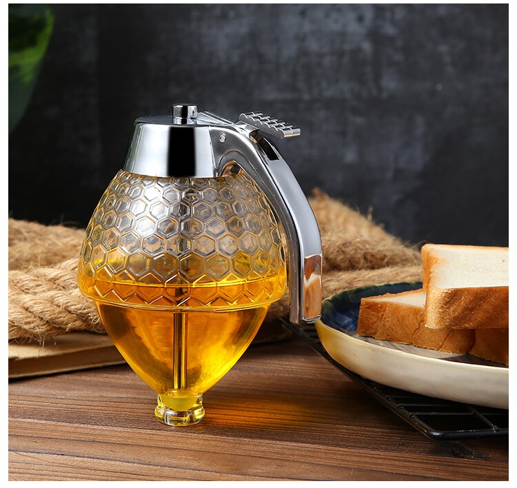 Crystal Honey Dispenser and Warmer Set Honey Jar Container Syrup Cup Dispenser