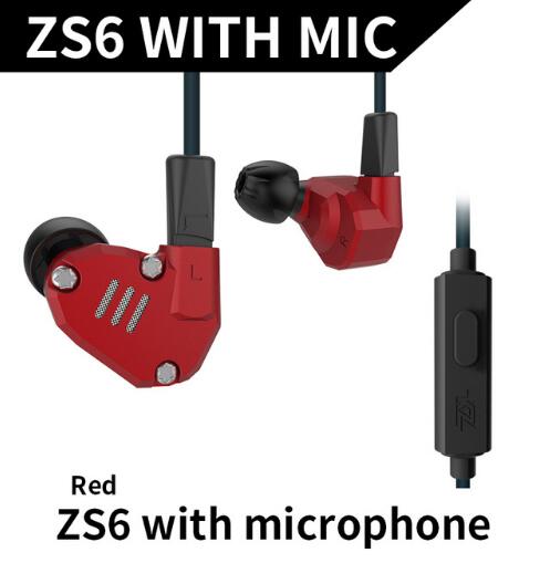 KZ ZS6 2DD+2BA Hybrid In Ear Earphone HIFI DJ in ear Monitor Running Sport Earphones Earplug Headset Bluetooth Hifi Earbuds: ZS6Redwithmic