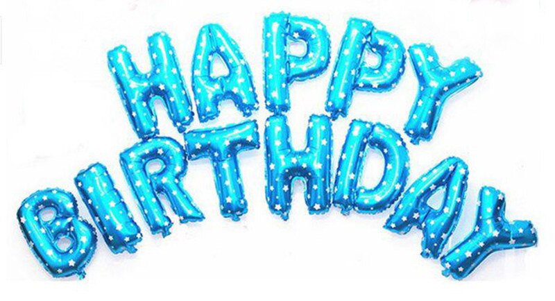 16 inch Rainbow Happy Birthday Foil Balloons Alphabet Letter Birthday Party Decorations Party Kids Baby Shower Air Ballls: Blue set
