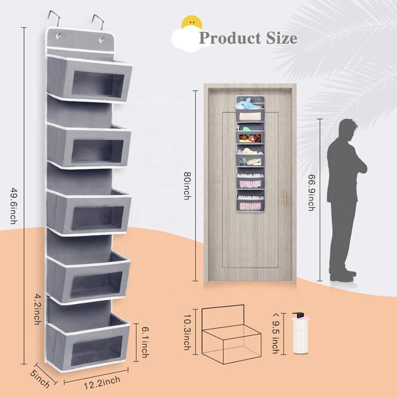 Yaapeet Over The Door Pocket Organizer Hanging Closet Clear Window Storage Bag with Mental Hook Children Nursery Closet Home