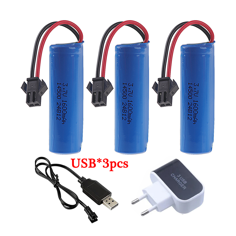 Batería de iones de litio de 3,7 V, 1600mah, 14500 y cargador para C2 D828 RC Stunt Dump, accesorio de juguete para coche, 3,7 V, 1200mah, con enchufe de SM-2P: Plata