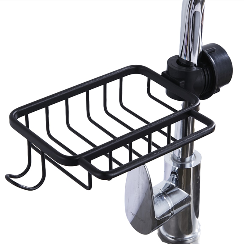 Badkamerplank aluminium enkellaags douchestang shampoo zeep opbergrek waterkraan verstelbare afvoermand keukenaccessoires: Zwart-b