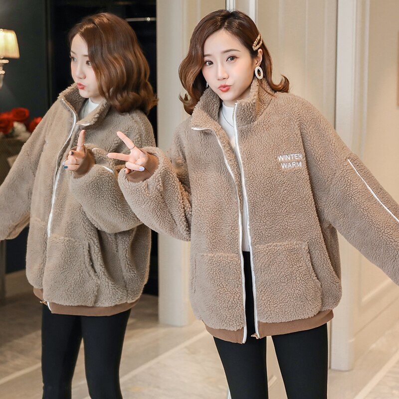 Autunno inverno pile giacca premaman cappotti marsupio giacca abbigliamento per donne incinte sciarpa gravidanza moda coreana