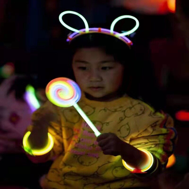 Lollipop-barra luminosa fluorescente para niños y adultos, palitos de luz para carnaval, Rave, baile, suministros de boda, navidad