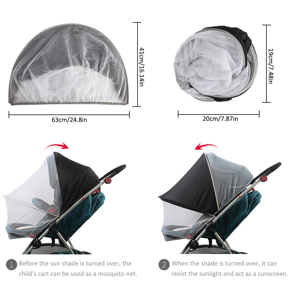 Bebé Red Anti-mosquitos para carrito Universal Cortina hasta el suelo Sol de protección UV Mosquito red plegable PE Material de protección del medio ambiente