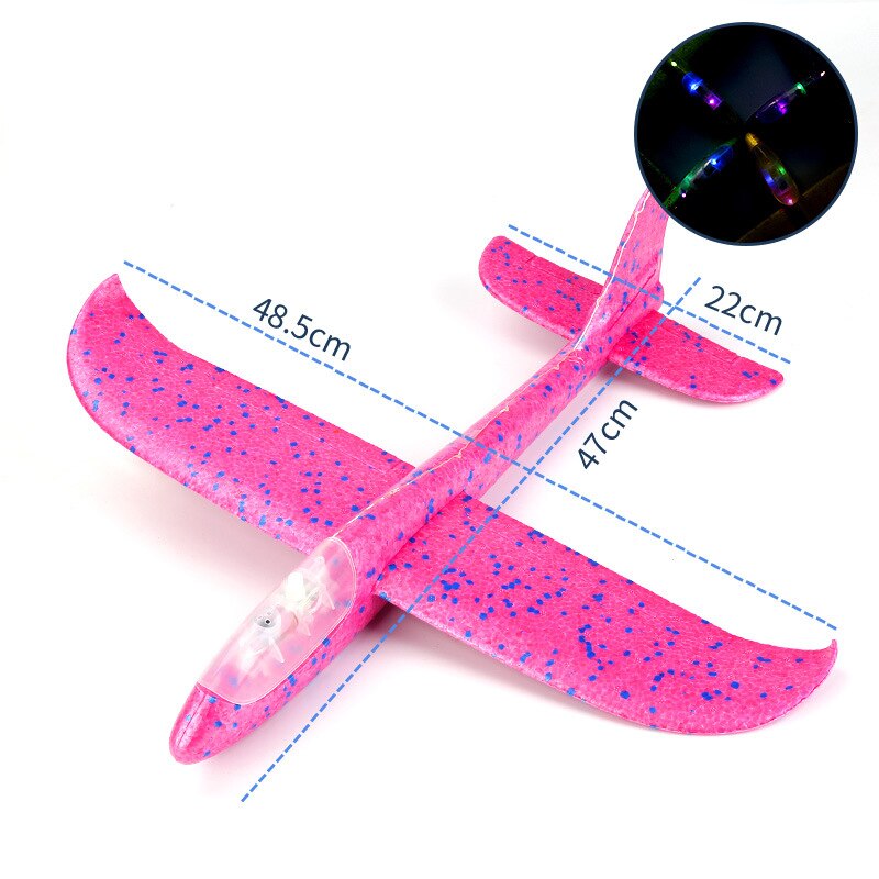 48 CM DIY Hand Throw Airplane EPP Foam Launch fly Glider Planes Model Aircraft Outdoor Fun Toys for Children Plane Toys Game: full gloss-Mei red