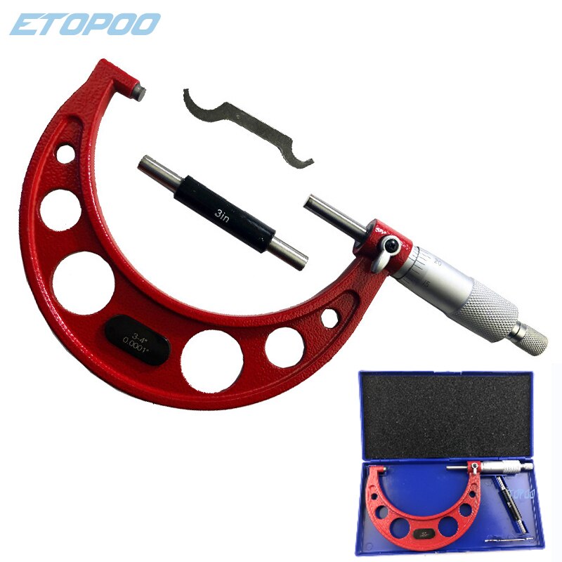 0.0001" 3-4" Outside Micrometer Measuring Device Mechanical Gauges Micrometer Precision Tools