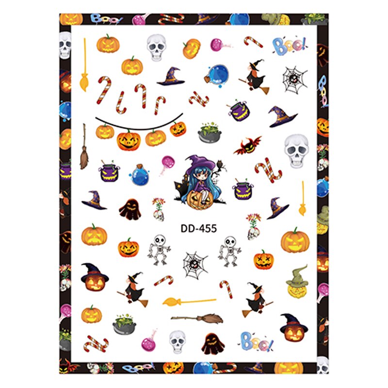 10 st märkes nagelklistermärke nagelklistermärke halloween jul nageltryck nageldekoration ハロウィンネイルステッカー: Dd455