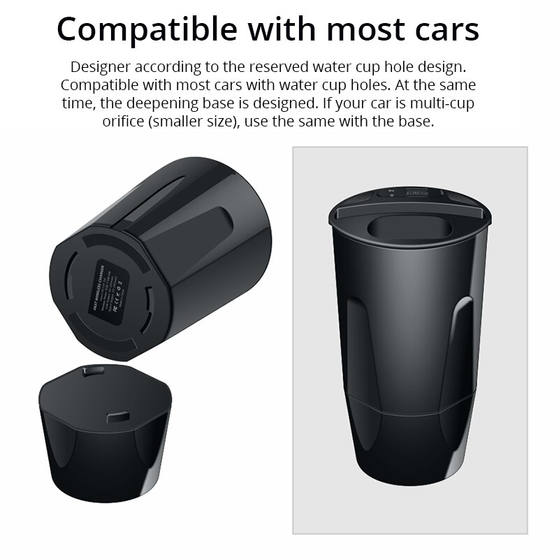 Bonola copo de carregador de carro, carregamento rápido sem fio para carro, para iphone xsmax/xr/8, apple airpods qi carregador para samsung s10/s9