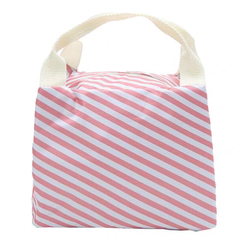 Women Kid Stylish Portable Flower Lemon Bird Food Catus Storage Bag Picnic Pouch food storage bag has a compact size, Beach bag: Pink Stripe