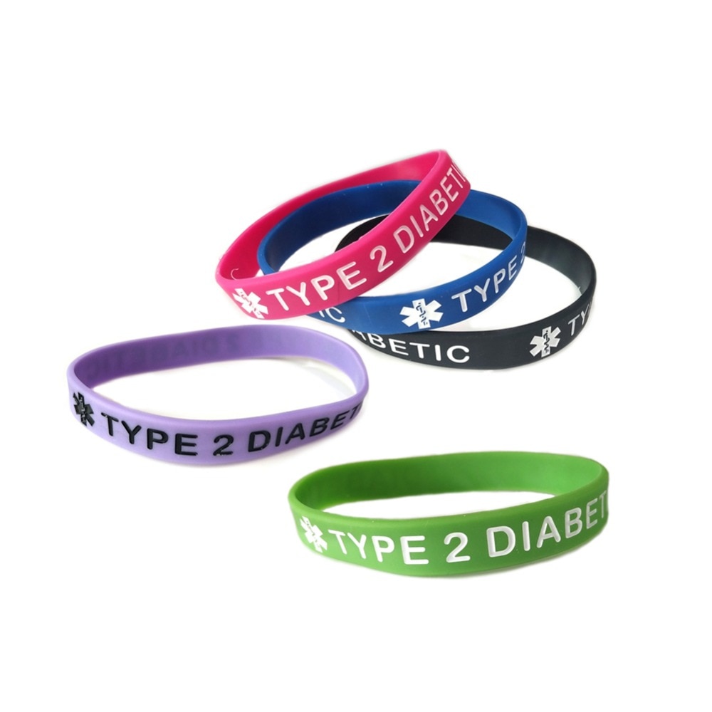 Liste & Luke Type 1 En Type 2 Diabetische Silicone Rubber Medische Alert Emergency Id Polsband Armband Voor Vrouwen Mannen