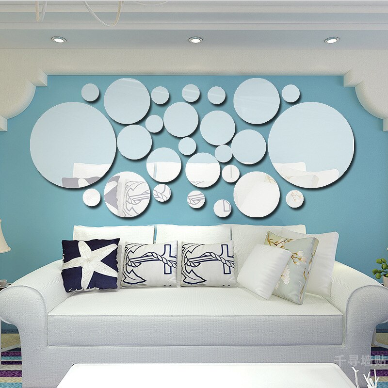 Geometric Circular Mirror Stickers Self-adhesive DIY Living Room Bedroom Wall Decoration Acrylic Mirror Stickers Home Decor