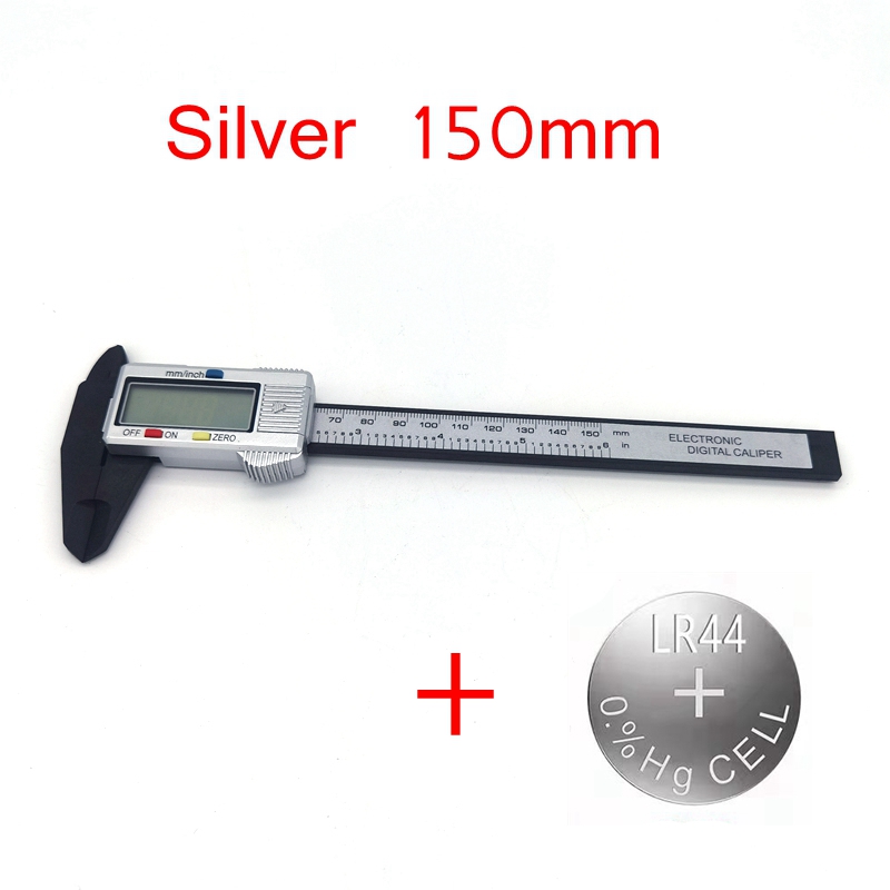 Calibrador Digital electrónico con batería, calibrador Vernier de fibra de carbono, micrómetro, herramienta de medición, regla Digital, 10/15cm: Silver 15cm and BTR