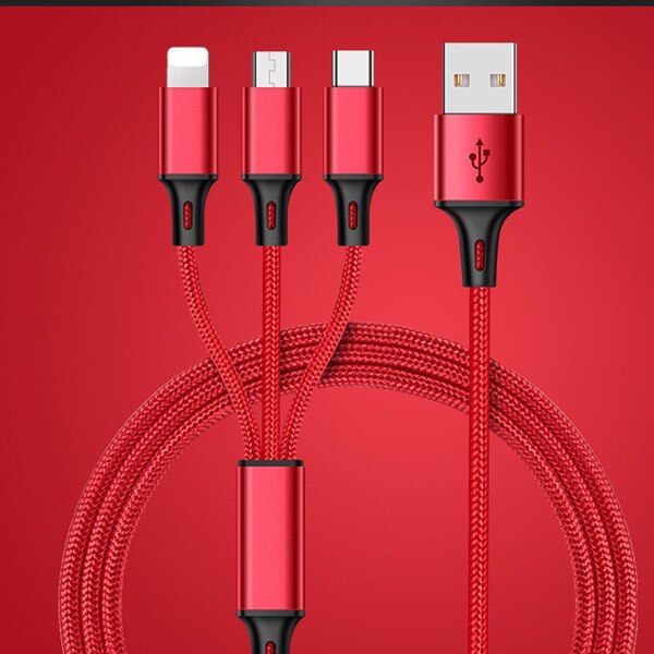 NOHON mikro kabel usb typu C 8 Szpilka 3 2 w 1 dla iPhone 7 8 6 6S plus X XS MAX XR android dla Xiaomi LG kable ładowarki 1.2m: czerwony