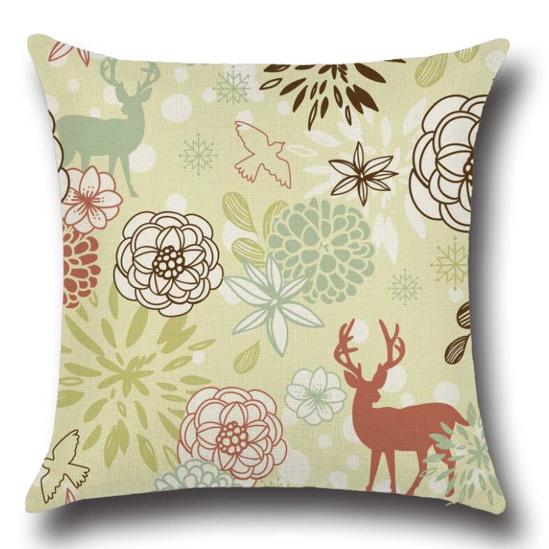 45*45 baby kissenbezüge Weihnachten kissen muster Elk Muster Leinen Baumwolle kissen Sofa kissen fall Weihnachten elch kissen: color 4