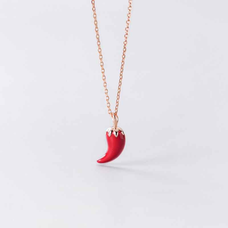 Coolkala argento sveglio creativo pepe rosso del pendente semplice ottavino delicata collana