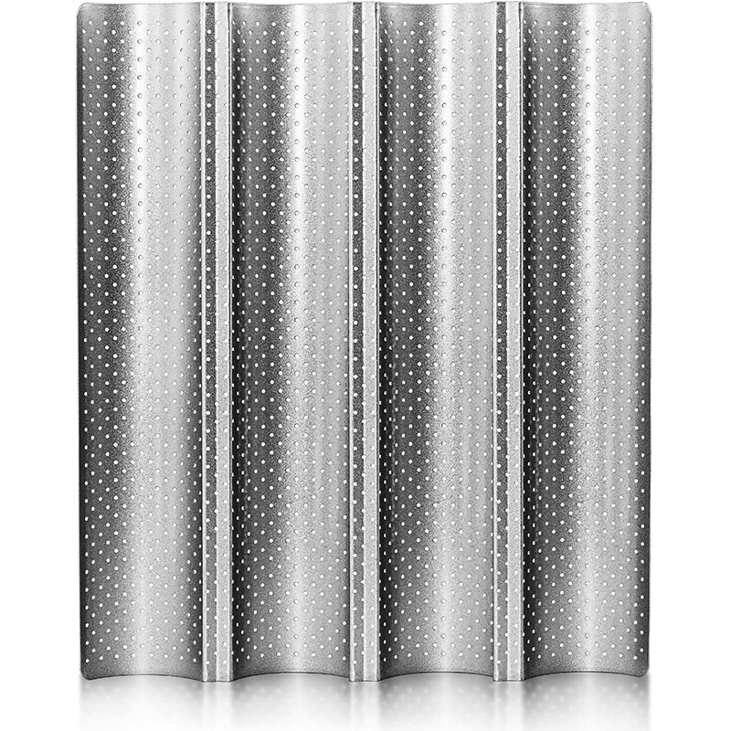 Zenker 3-delige baguetteplaat, geperforeerde bakvorm voor knapperige baguettes, antiaanbaklaag voorkomt opplakken, hittebestendig tot 230 °C, 38,5 x 25 x 3 cm